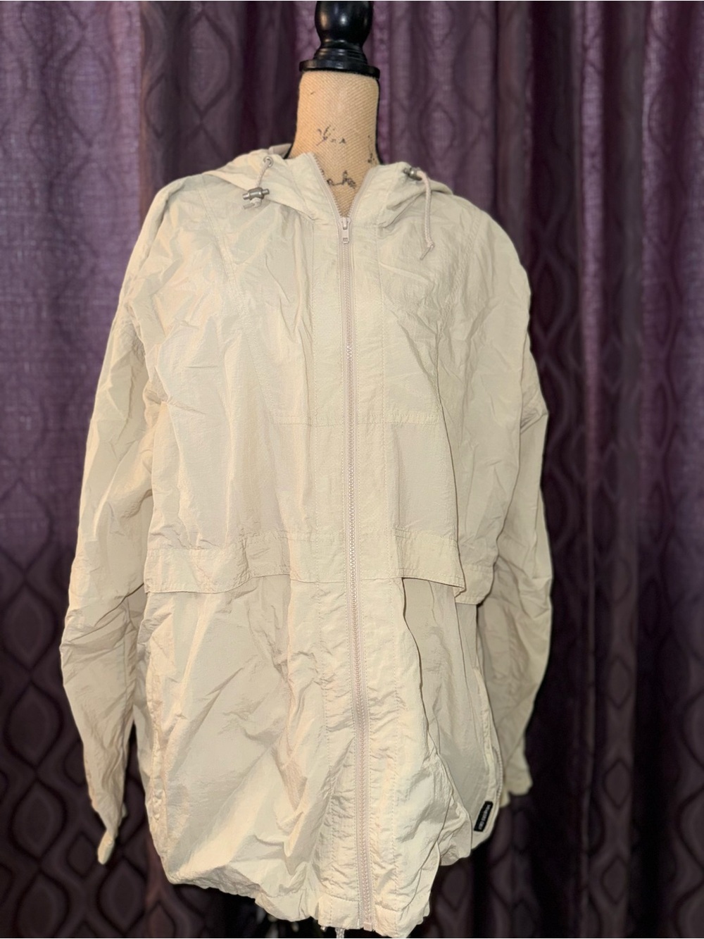 Members Only Light Beige Hooded Zip Jacket